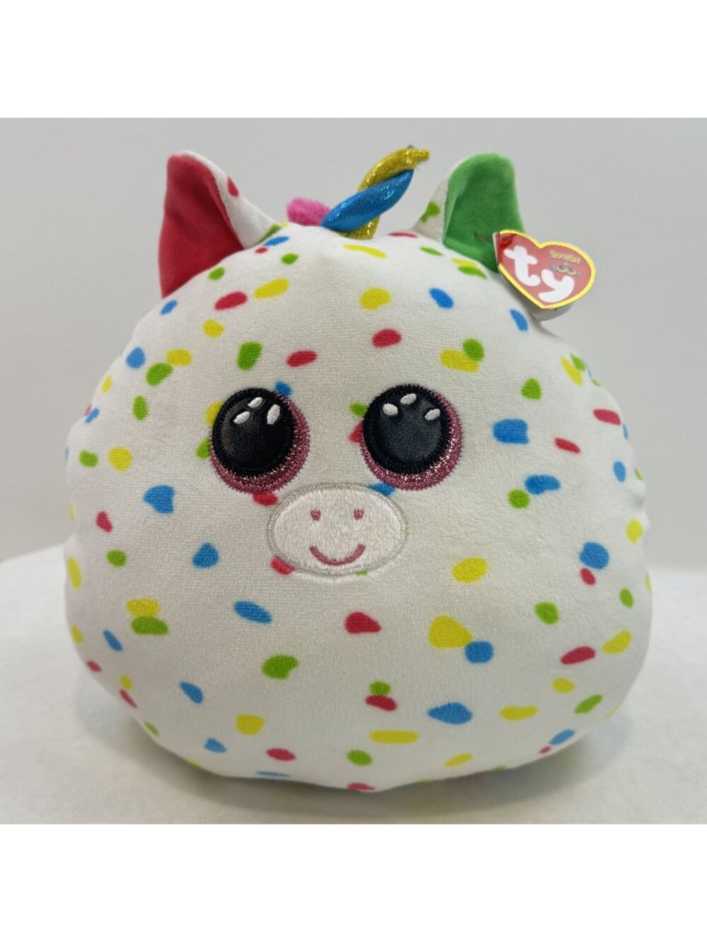 Ty Squish A Boos 2022 Harmonie Unicorn Plush 8" Rainbow Confetti Multicolor Dot